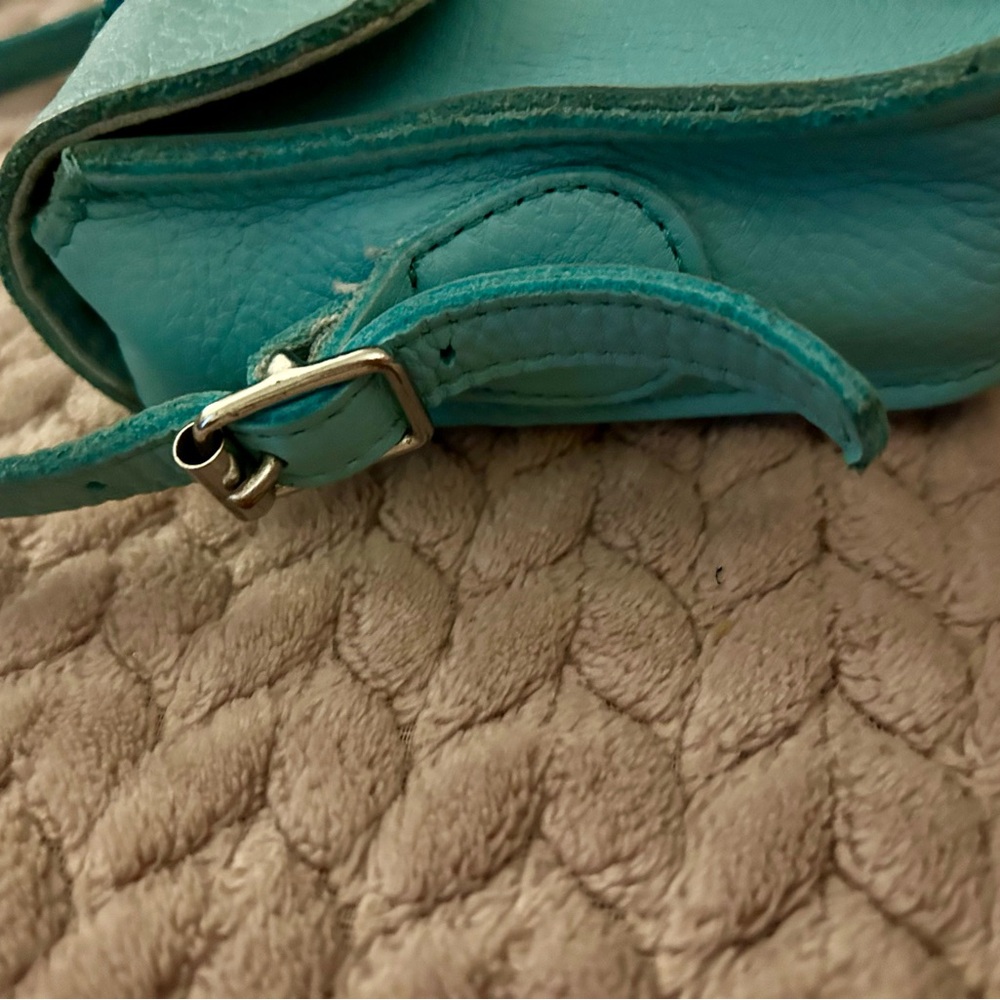 Dr. Martens Teal Green Genuine Leather Crossbody Saddle BAG Satchel - Picture 6 of 14